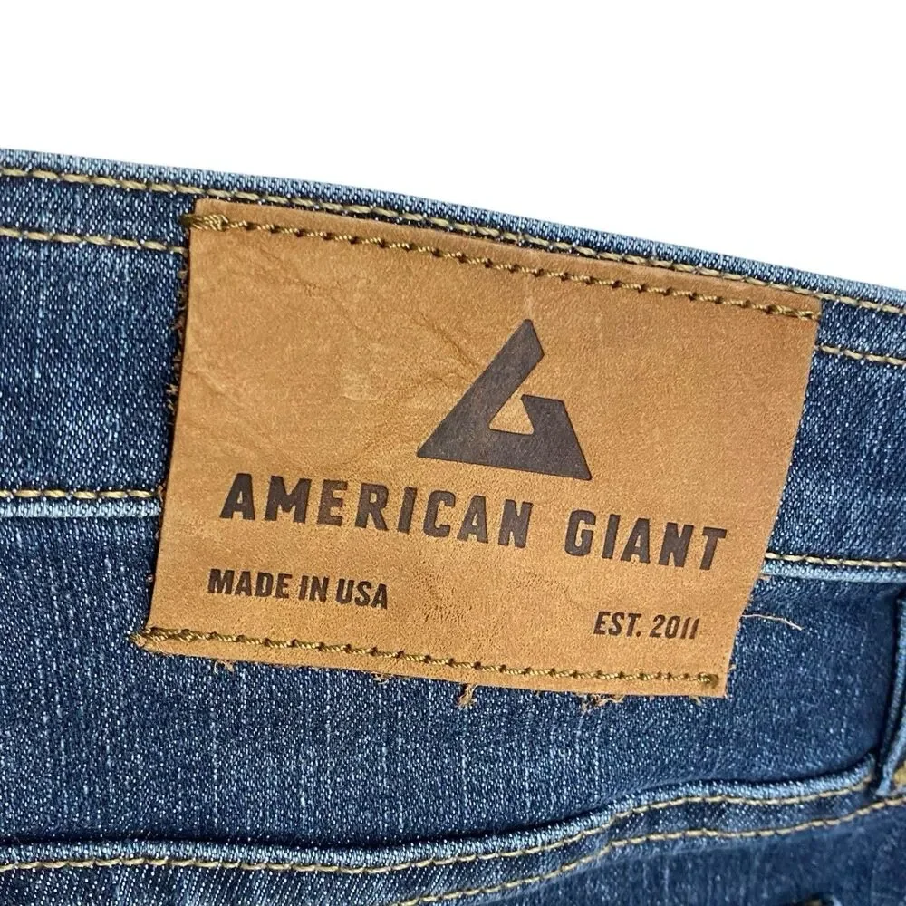 American Giant Dakota Straight Jeans Mens 38x32 Blue Denim Dark Vintage Wash NEW